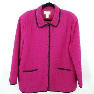 VTG Diane Von Furstenberg 100% Silk Quilted Jacket L Pink/Black